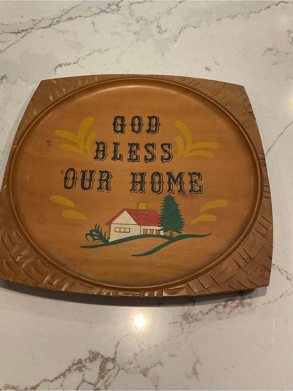 Vintage 1960’s God Bless Our Home Wooden Wall/Table Decor Japan